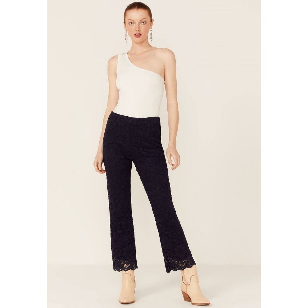 Free People Women's Wild Laces Pull-on Crop Flare Pants - Disco Indigo XS